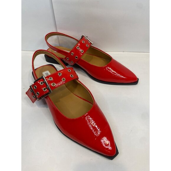 Steve Madden Shoes - Steve Madden Women's Smokee Buckle Slingback Flats Size 10 Red Patent Leather